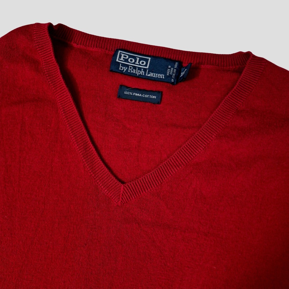 Polo Ralph Lauren Sweater Vest Mens XLT Red Pima Cotton V-Neck Classic Casual